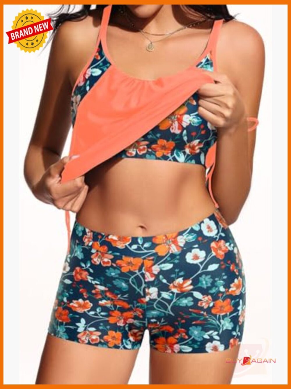 Tankini Swimsuits for Women - 2 Piece Tummy Control with Shorts Modest - Picture 5 of 7